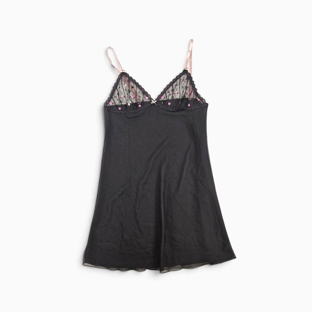 Euro Mesh Brown Sheer Slip Dress Coquette- Small